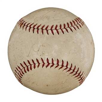 1938 New York Yankees Team Signed Baseball (VERY LIGHT) with Gehrig (JSA)